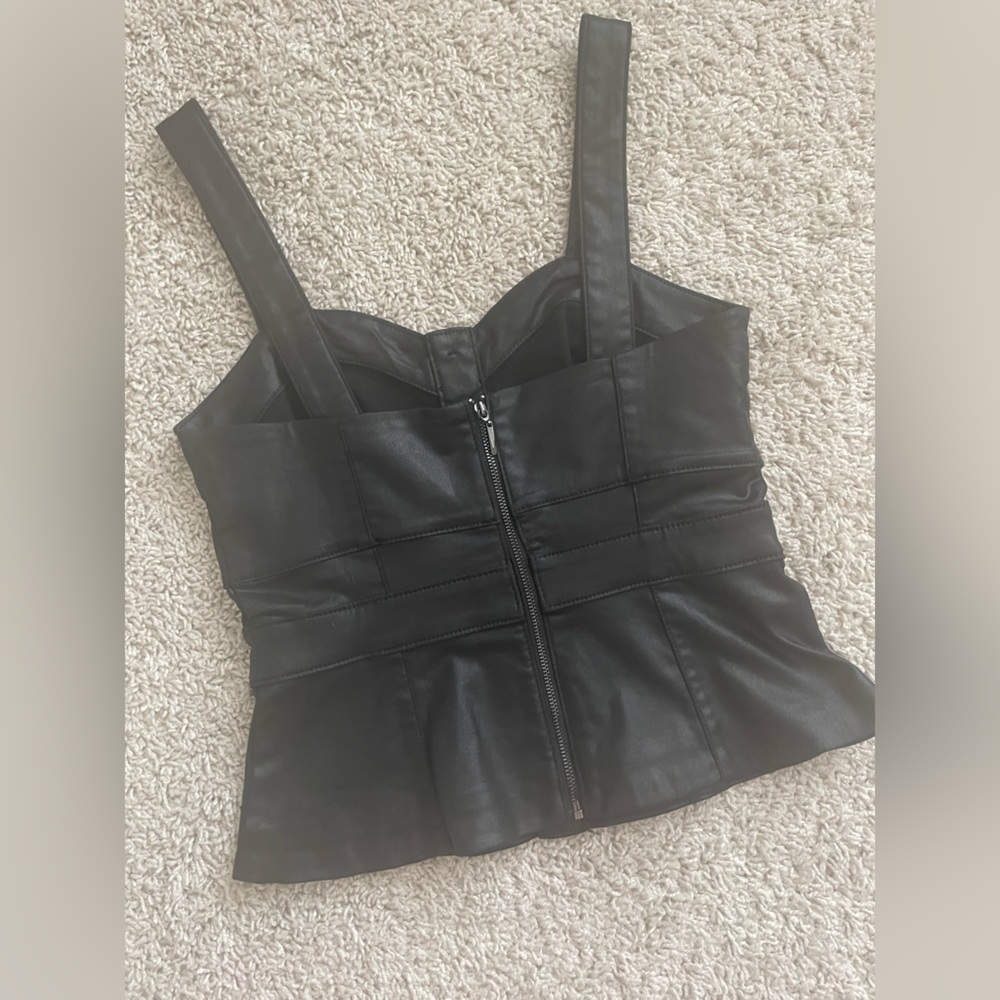 NWOT- White House Black Market Vegan Leather Top- HIGHLY SOUGHT AFTER - Picture 5 of 7